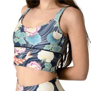 Floral Koi Print Sports Bra